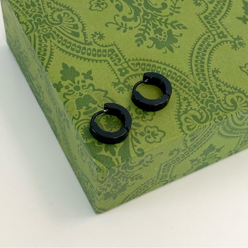 4/$15 Black Polished Finish Huggies Hoop Earrings